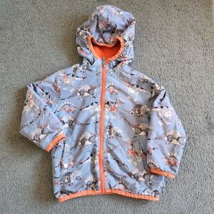 HATLEY Kids Jacket Size 5 Blue Orange Fleece Lined Dinosaurs Full Zip